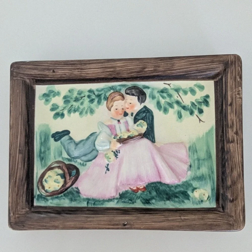 Vtg MCM Napco Four Seasons of Love Ceramic Wall Plaques Set of 3 Missing Summer